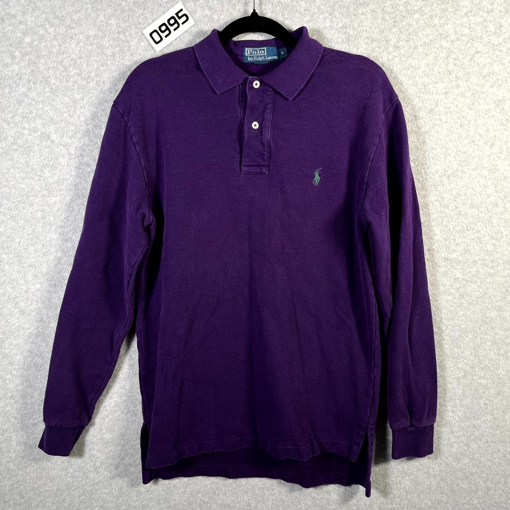 Vintage Polo By Ralph Lauren Polo Shirt Mens Small Purple Cotton Fleece Preppy